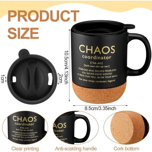 Remerry 1 Pcs Valentine's Chaos Coordinator Gifts Thank You Gift Employee Appreciation Coffee Mug Ceramic Coffee Mug Gift for Boss Manager Employee Coworker Friend Teacher Women Men (Black)