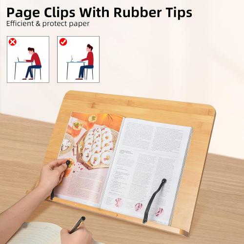 Bamboo wishacc Book Stand, Extra Large (19.68 x 14 inches) Bamboo Wood Book Holder Recipe Stand for Thick Book Reading Hands Free