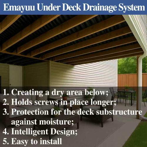 2 Rolls 50FT Black Waterproofing Membrane Black for Under Deck Drainage System, HDPE Deck Membrane Use for 16 Joist Spacing DE02 (50ft x 16/2 Roll)