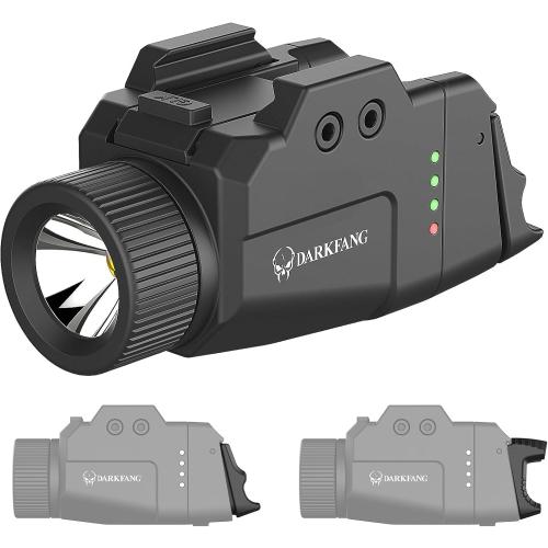 DARKFANG Compact Pistol Flashlight 1000 Lumen Tactical Flashlight | High and Low Rear Switch for Glock and Picatinny Rail