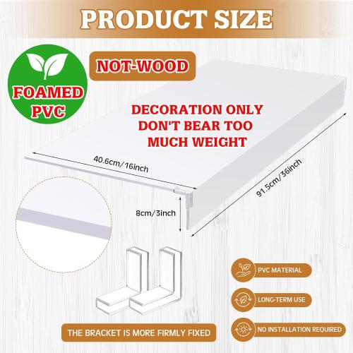 Hoolerry 5 Pcs Wire Shelf Covers Foamed PVC Wire Rack Covers for Removable Closet (Not Wood) Pantry Shelves for Cabinet Bathroom Kitchen Shelving Decoration(White,36x16inch)