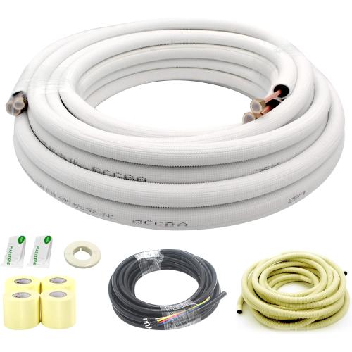 33 Ft Mini Split Line Set,Air Conditioning Copper Tubing Pipe Extension,1/4 & 1/2 3/8 PE Thickened for AC and Heating Equipment Insulated with Nuts. (1/4 1/2)