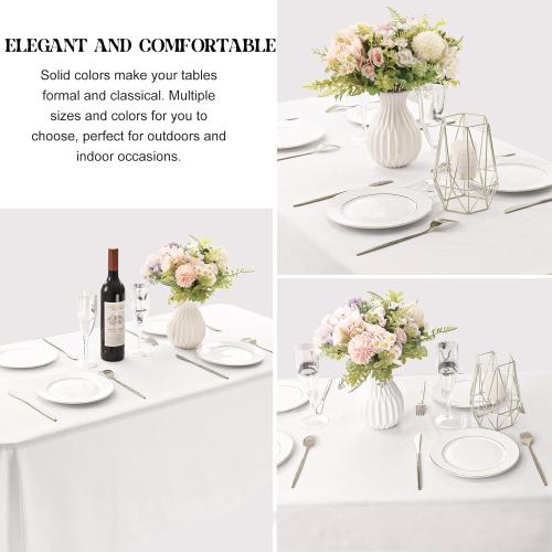 4 Pack Rectangle Tablecloth 90x132Inch White Washable Polyester Table Cover for Wedding Dining Table Buffet Parties Banquet Decoration（White）