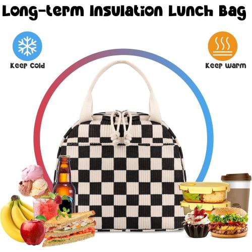 Bluboon Lunch Bag for Women Men Cute Corduroy Lunch Tote Bags Reusable Insulated Lunch Box Large Capacity Reusable Insulated Cooler for Work Picnic or Travel