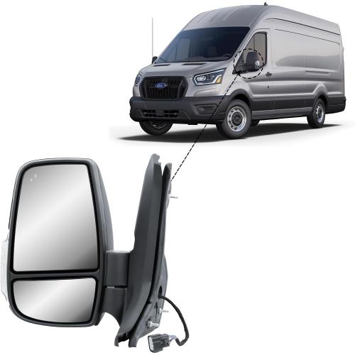 Replacement Driver Left Side Mirror Power Mirror and Heated with BLIS (Blind Spot Sensor) and Indicator Manual Folding Fit Ford Transit 150 250 350 from 2015 to Onward