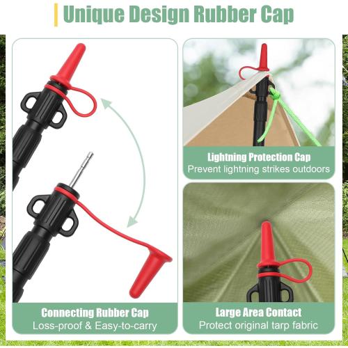 Dreamtrue Tarp Poles Telescoping, Upgraded 4-Section Adjustable Tent Poles, Heavy Duty Aluminum 8.7Ft Length Shade Sail Poles, Canopy Awning Support Poles Set Sun Shade Cloth Poles(Black-2pcs)