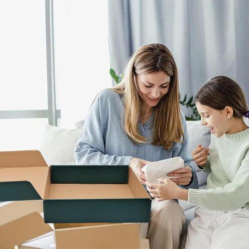 25 Pack Small Green Corrugated Cardboard Mailer Boxes - 13 x 10 x 2 Inch, Ideal for Packaging, Gift Boxes, Party Decorations