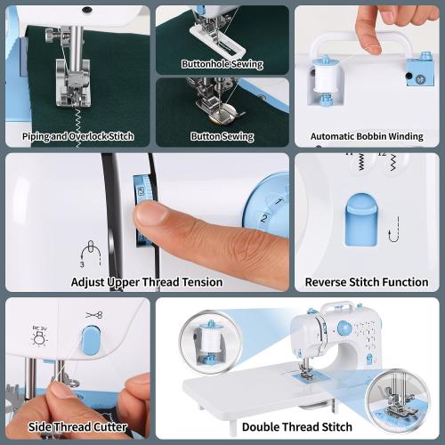 Mini Sewing Machine for Beginners & Kids with Extension Table, Portable