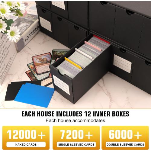 ‼️MAY HAVE STAIN SCRATCHES IR MISSING ITEMS‼️Trading Card Storage Box, Includes 12-600 CT Boxes & 48 Card Dividers, 12000  Trading Card Organizer for Collectible Card Games, for TCG, MTG, PTCG, Baseball Cards, with Labels & Tapes