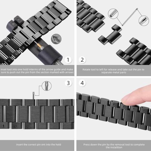 Lerobo Stainless Steel Band Compatible with Samsung Galaxy Watch 8 7 6 5 4 FE 40mm 44mm 45mm/Galaxy Watch 8 Classic 6 4 Classic 43mm 47mm 42mm 46mm, 20mm Metal Replacement Band for Men Women