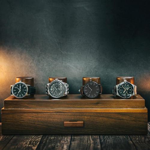 Sophisticated Watch Case Organizers Handy Wood Watch Display for 4 Watches Elegant Men's Watch Case with Acrylic Top