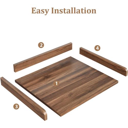 Washer Dryer Countertop, Countertop for Washer and Dryer with Non-Slip Pads and Round Corner Edge Rails, 27.5 D x 27.5 W x 3.2 H, Laundry Room Organization(Chestnut)