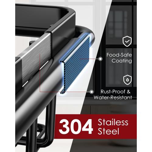 Dish Drying Rack in Sink - Expandable Stainless Steel Dish Rack Over The Sink, Kitchen Sink Drain Strainer with Cutlery Holder & Cup Holders, 15.4 x 9.8 x 3.0 Inch, Black