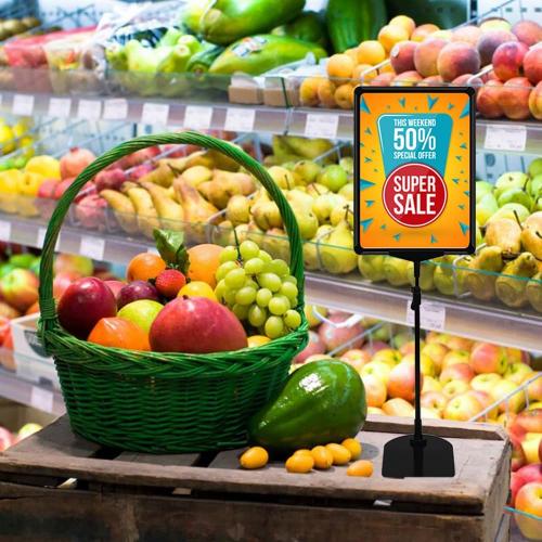 Adjustable Sign Holder Poster Stand, 8.5 x 11 Inch Frame Sign Stand for Display, Vertical and Horizontal View (Black, 2 Pack)