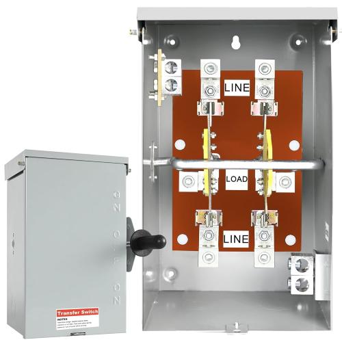 200 Amp Generator Transfer Switch, 120/240V 48000W Manual Transfer Switch for Home Generator, with Neutral Terminal, for Outdoor and Indoor, Multiple Security Protections (200A-2P)