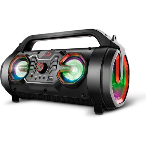 Portable Bluetooth Speaker with Subwoofer, Wireless Speakers with Booming Bass, FM Radio, RGB Lights, EQ, Stereo Sound, 10H Playtime, 30W Loud Speaker for Home, Outdoor, Party, Travel, Camping, Gifts