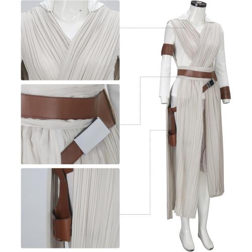 Size Large Womens Rey Costume Adult Jedi Cosplay Suits Deluxe Tops Pants Outfit Full Set with Belt for Halloween