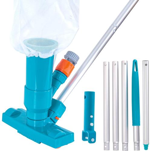 U.S. Pool Supply Above Ground Pool Vacuum Cleaner, Manual Pool Vacuum Cleaner, Spa Cleaner for Hot Tub, Ponds - 5 Section 4ft Pole, Mesh Leaf Bag, Telescopic Pole Attachment - Attaches to Garden Hose