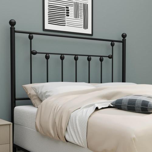 Black Victorian Metal Headboards, Adjustable Height Iron Frame, Rustic Farmhouse Style, Elegant and Durable Design, Easy Assembly, Universal Fit for Kids & Adults, King Size, Black Finish