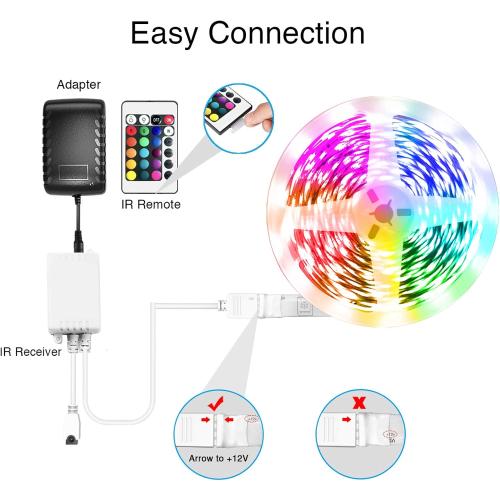 VOLIVO 25 ft Led Strip Lights for Bedroom, Color Changing Led Light Strips Kit with Bluetooth App Control and IR Remote, RGB Music Sync Lighting for Room, Home Decor