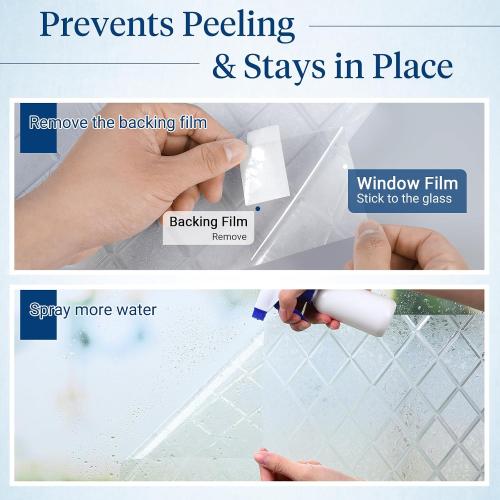 Haton Window Privacy Film, Decorative Frosted Film, Lattice 17.5 x 78.7