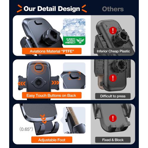 TORRAS Ultra-Durable Phone Holders for Your Car【96 LBS Strongest Suction】 Car Phone Holder Mount, Safety Certs Cell Phone Car Mount Truck for Dashboard Windshield Vent for iPhone 17 16 15 14 Pro Max