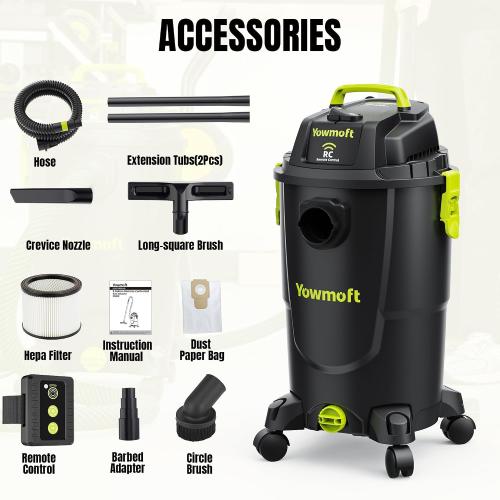 8 Gallon Dust Extractor Shop Vacuum with Remote Control | CVL30-RC, Remote Control, 5.5 Peak HP, HEPA Filter, Dust Bag, Wet Dry Vacuum Cleaner, Woodworking, Garage & Workshop‼️missing pieces‼️