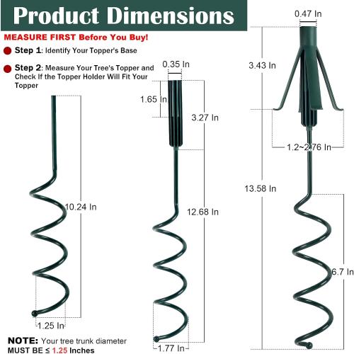 FORUP Christmas Tree Topper Holder, 3-in-1 Tree Topper Stabilizer - Fits Tree Center Poles Up to 1.25 in Diameter, Compatible with Angel/Star Toppers, Tool-Free Installation, Prevents Tilting