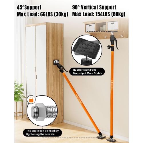 HOLOTHURIAN Cabinet Jack Support Pole, 49.2-114.2 inches Third Hand Tools Adjustable Support Pole, 3rd Hand Support System for Upper Cabinet Installation, 154 LB Capacity, 4-Pack