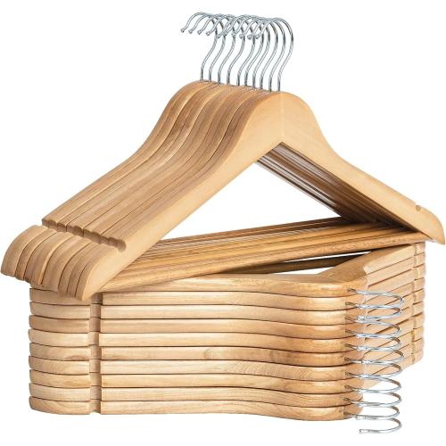 StorageWorks Wooden Hangers 20 Pack, Wood Coat Hanger for Coats, Shirts, Jackets, Pants, Suits, Black Color
