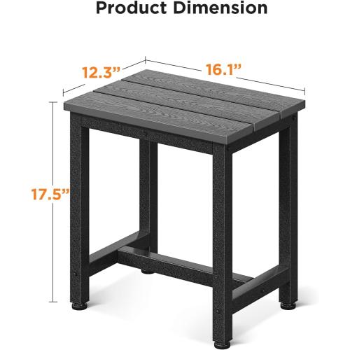 ODK Outdoor Side Tables Set of 2, Adirondack Patio End Table with Weather-Resistant Waterproof Top for Hot Tub Garden, Balcony, Poolside, 2PCS, Grey
