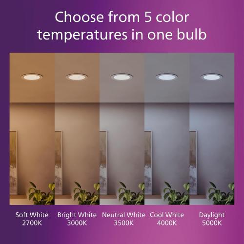 PHILIPS LED 60W Slim 6-inch Canless Downlight 12-Pack Selectable White Multi-CCT 1000 Lumen (12.5W = 60W) Dimmable No Housing Required