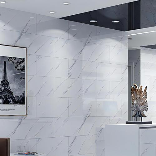 Size 23.6x197 Glossy Marble Contact Paper White Peel and Stick Wallpaper Marble Wallpaper Self-Adhesive Removable 23.6x197 Wall Paper for Cabinets Bathroom Waterproof Wallpapers Modern Decorative