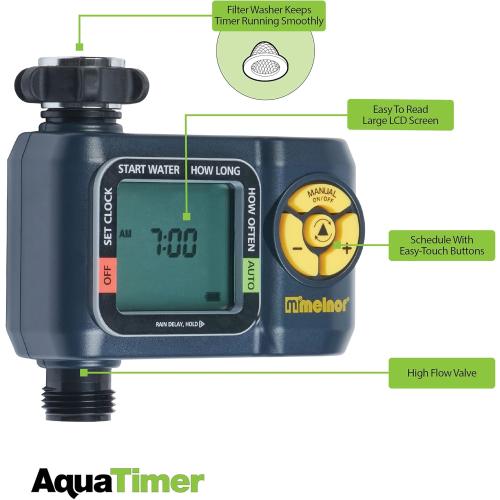 Melnor 65138AMZ AquaTimer Digital Hose Timer, 1-Zone Timer, QuickConnect Bundle, Black, Yellow