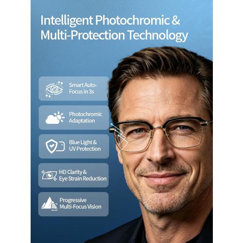 Frameless Smart Zoom Reading Glasses for Men & Women, Auto Focus Distance Near Progressive Multi-focus HD Vision