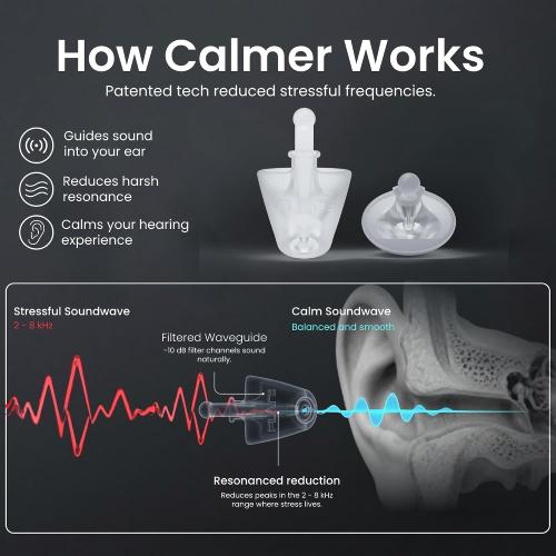 Flare Calmer Extra (Standard) | Earplug Alternative with -10 dB Sound Reduction | Stress Relief from Everyday Noise | No Muffling | Soft Silicone Ear Tool