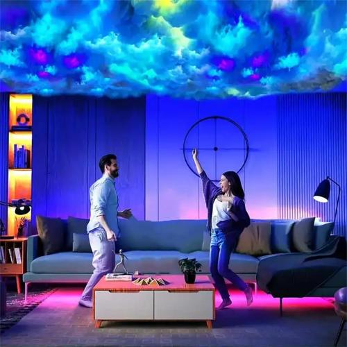 16Ft Cloud Lights, 3D Thundercloud LED Light, Cotton Lightning Cloud Colorful Atmosphere DIY Creative Thunder Cloud Lamp, Cloud Ceiling Light Kit for Bedroom Gaming Room Bar Party Decoration