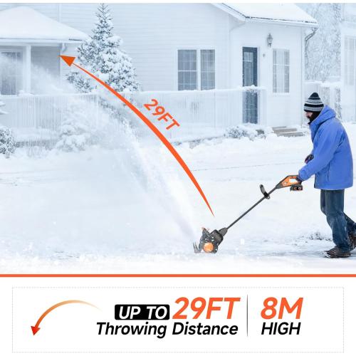 16 Cordless Snow Shovel, 3000mAh Battery Snow Blower, Lightweight Power Snow Thrower for Driveways & Sidewalks, Winter Snow Removal with Charger & 2 * 21V Batteries