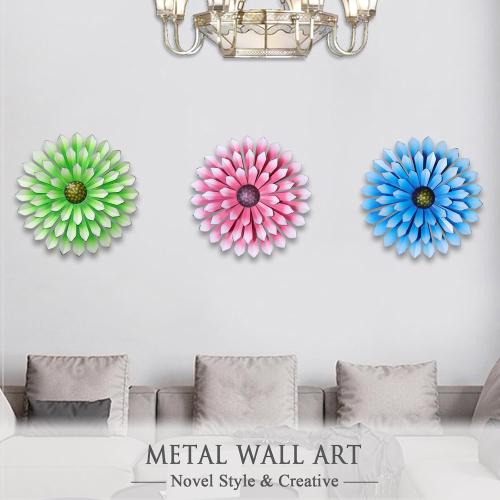 AHYS Metal Flowers Wall Decor Indoor Outdoor Metal Wall Art for Farmhouse Home Living Room Bedroom Bathroom Garden Decor – Pink