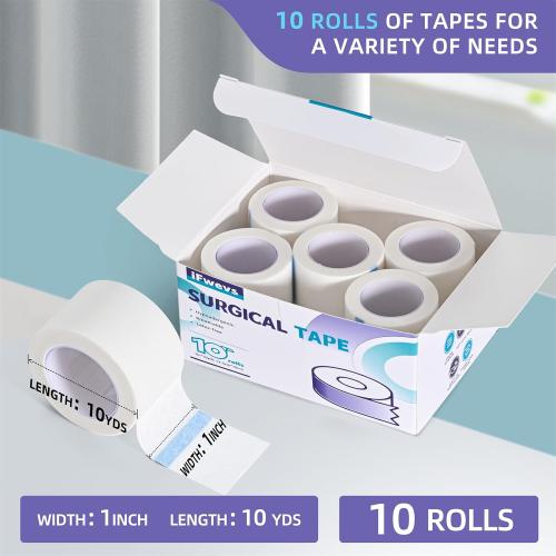Paper Medical Tape, 10 Rolls 1 x 10 Yards, Latex Free Surgical Tape