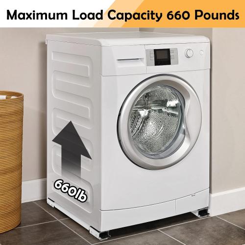 Extendable Furniture Appliances Rollers, Mover Tools with 24 Roller & Brake Equipment for Heavy Washing Dryer Machine Refrigerator for Mobile Wheels Strong Base Stand Hold Up to 660 lb White