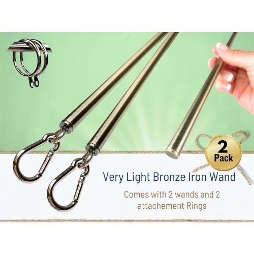 (2 Pack) Light Bronze Iron Curtain Pull Wand - Drapery Pull Rod - Versatile Curtain Wand - Metal Drapery Wand (36in AB 2pk)