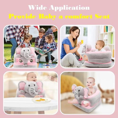 vocheer Sit Me Up Floor Seat for Baby Chair for Sitting Up Support Seat Sofa Plush Animal Shaped Baby Learning to Sit Chair for 3-24 Months Girls and Boys, PP Cotton Full Filling,Elephant