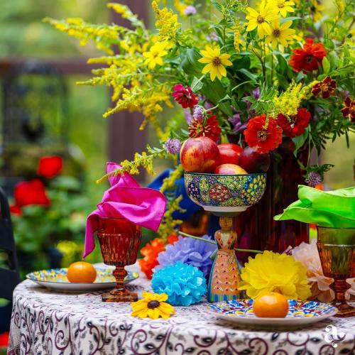 Mexican Fiesta Party Decorations - Colorful Paper Fans & Pom Poms (20 pcs)