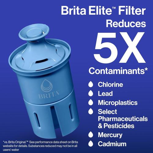 Brita Everyday Elite Water Filter Pitcher, Removes 99% of Lead, Includes 1 Filter, 10-Cup Capacity, Black