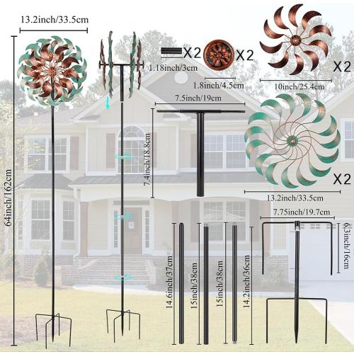 DREAMSOUL 360° Wind Spinners Outdoor, Metal Wind Spinner 64 Inch Windmill for Yard Garden Outdoor Decor