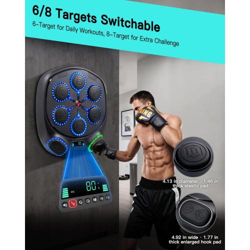 shroop Music Boxing Machine for Adults & Kids — Wall-Mounted Interactive Bluetooth Punch Trainer, High-Sensitivity, Rhythm Adaptation, 6/8 Targets, Ideal for Home, Office, and Gym Use
