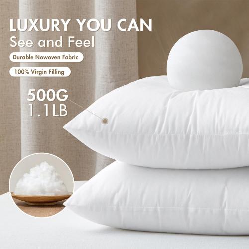 Color White MIULEE Set of 2 Throw Pillow Inserts 100% Virgin Filling Nowoven Pillow Inserts for Couch Sofa Living Room