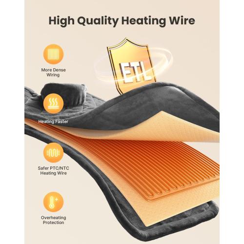 iDOO Heating Pad for Back Pain Relief, Large Weighted Electric Heat Pad for Neck Shoulders, Christmas Birthday Gifts for Women Men Elderly, FSA Eligible Items only List, 24x33, ETL Certified, Gray