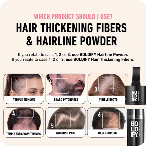 BOLDIFY Hairline Powder - Water-Resistant Root Touch Up Hair Color for Gray Coverage - 24-Hour Stain-Proof, Mess-Free Hair Powder for Thinning Hair - Dark Gray
